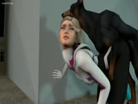 Young slut gets trapped and fucked by a pet dog